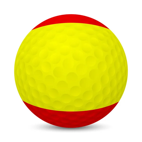 Golfball mit spanischer Flagge, isoliert auf weißem Grund — Stockvektor