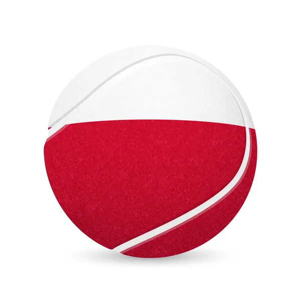 Pelota de tenis con bandera de Polonia, aislada en blanco — Vector de stock