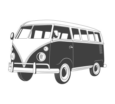 Retro Seyahat otobüs. Yan görünüm.