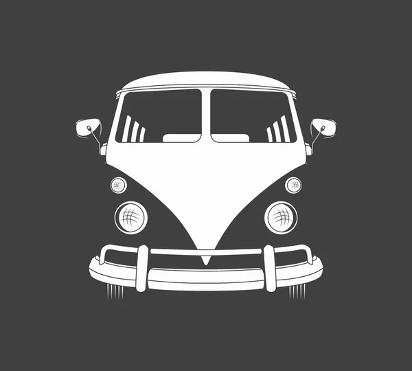 Icon of retro travel bus. Front view. — Stock Vector