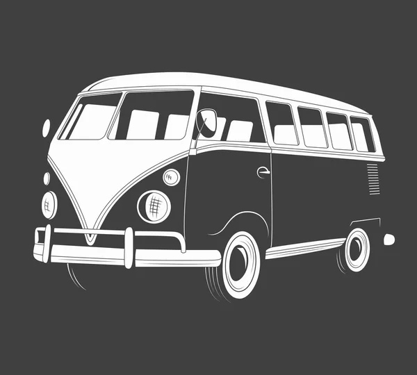 Icon of retro Travel bus. Side view. — Stock Vector