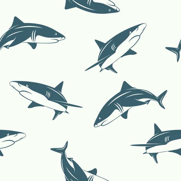 Seamless pattern with sharks — Stock Vector
