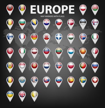 İşaretleri bayrakları - Europe ile eşleyin. Orijinal renkleri. 
