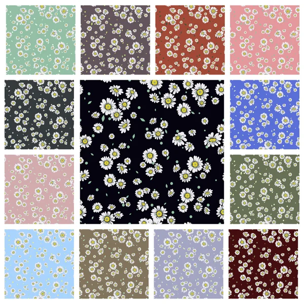 Seamless ditsy floral pattern set. — Stock Vector