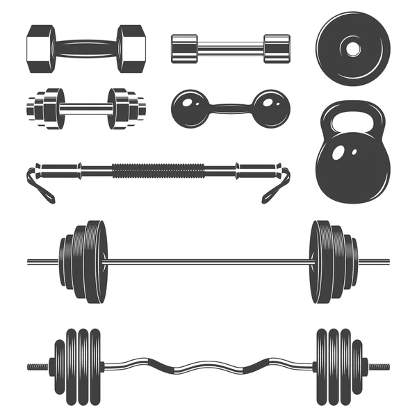 Conjunto de pesas de señalización para elementos de diseño fitness o gimnasio — Vector de stock