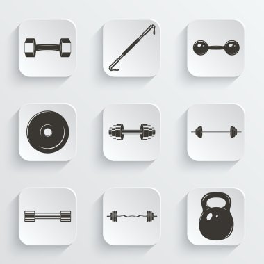 Set of sign weights for fitness or gym icons