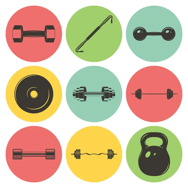 Set of sign weights for fitness or gym icons — Stock vektor