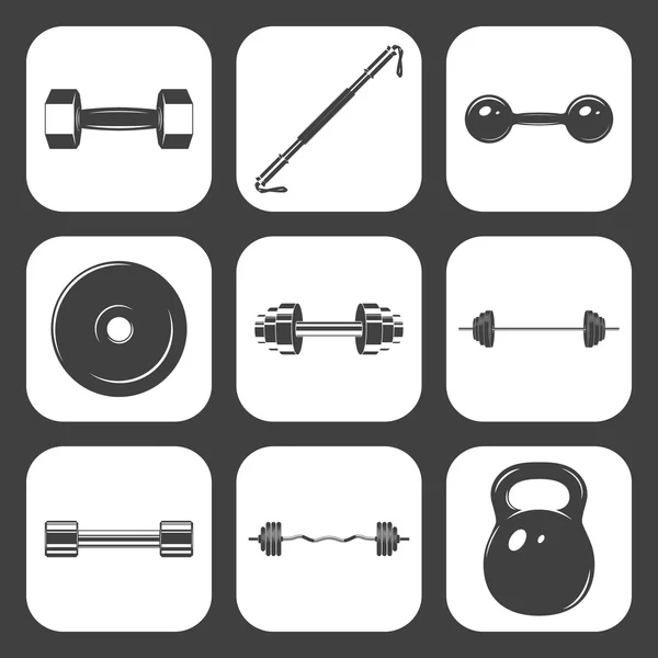 Conjunto de pesas de señalización para iconos de fitness o gimnasio — Vector de stock