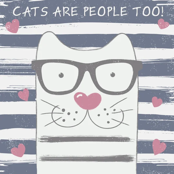 Chat mignon avec des lunettes — Image vectorielle