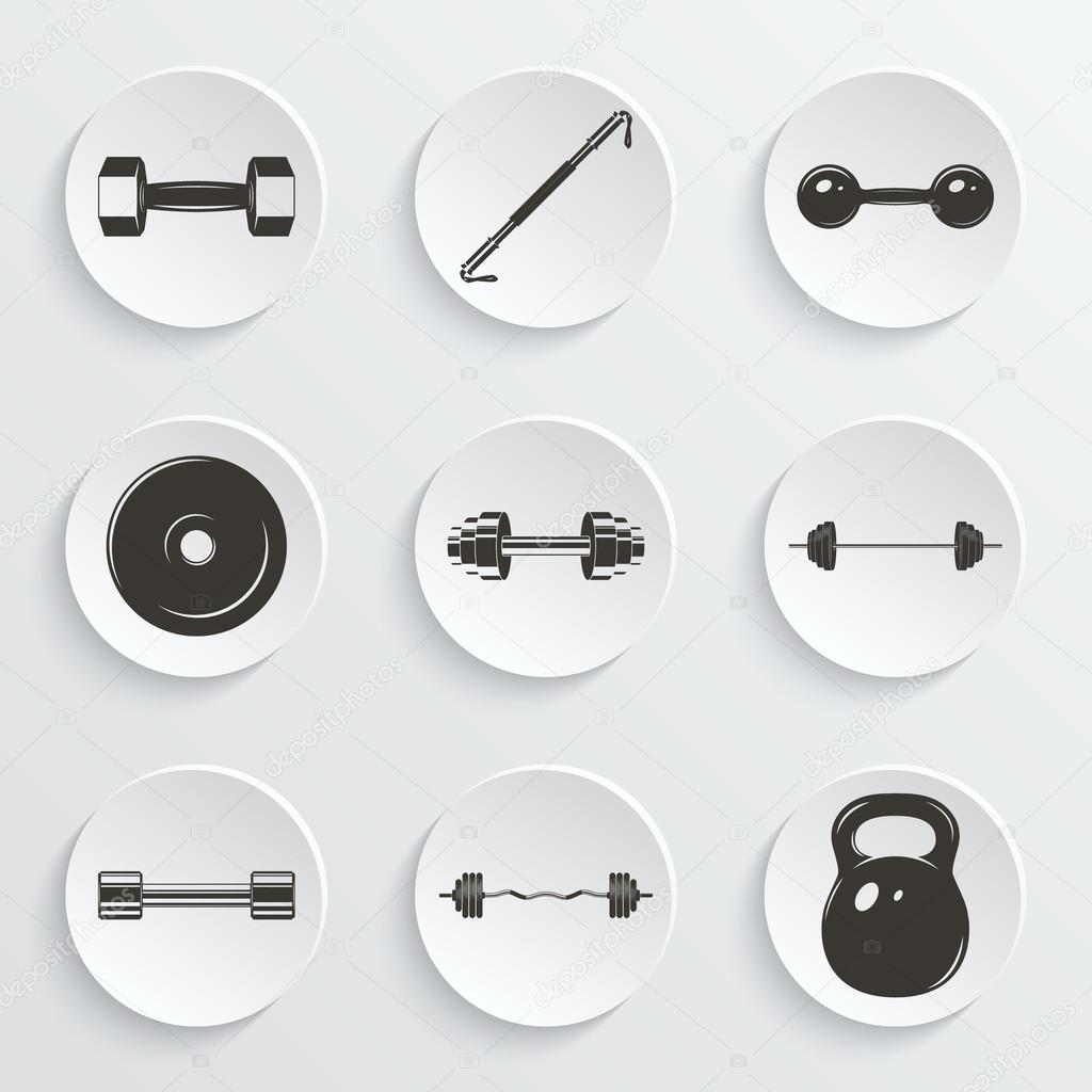 Set of sign weights for fitness or gym icons Stock Vector Image by