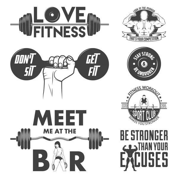 Fitness vector set. Vintage elements and labels. — Stockvector