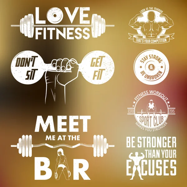 Fitness vector set. Vintage elements and labels. — Διανυσματικό Αρχείο