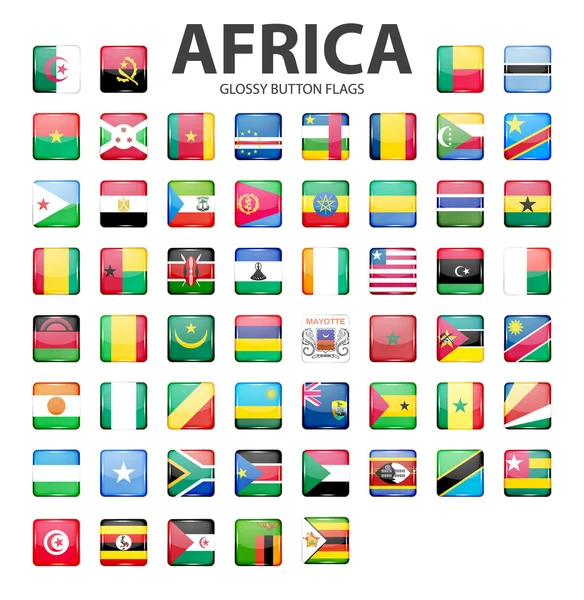 Glossy button flags - Africa. Original colors. — Stock Vector