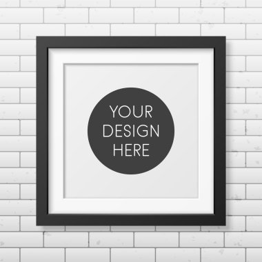 Tuğla duvar arka plan üzerinde gerçekçi kare siyah çerçeve