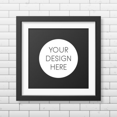 Tuğla duvar arka plan üzerinde gerçekçi kare siyah çerçeve