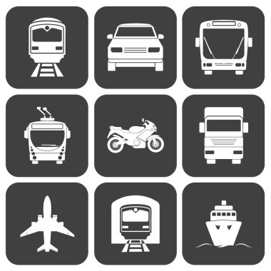 Simple monochromatic transport icons set. clipart