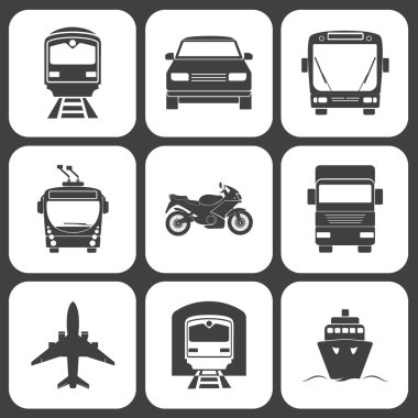 Simple monochromatic transport icons set. clipart