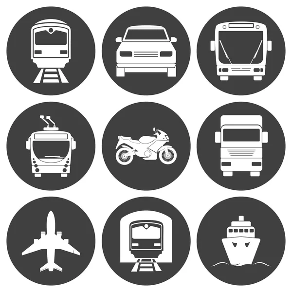 Conjunto de ícones de transporte monocromático simples . — Vetor de Stock