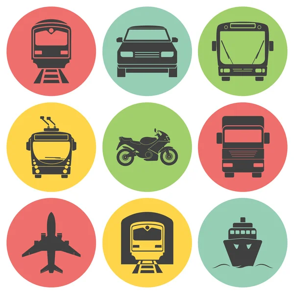 Conjunto de iconos de transporte monocromático simple . — Vector de stock