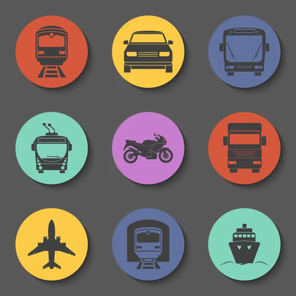 Ensemble d'icônes de transport simples . — Image vectorielle
