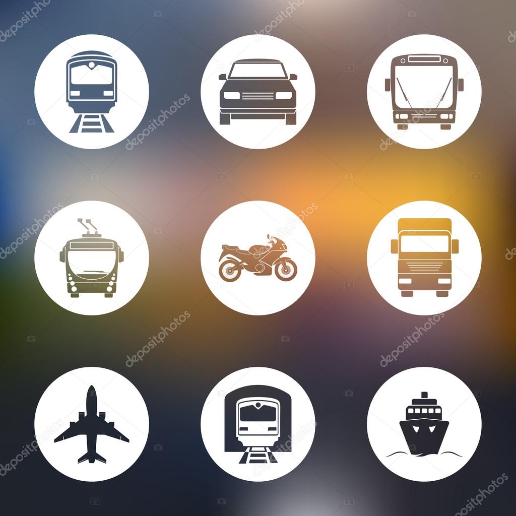 Simple monochromatic transport icons set.