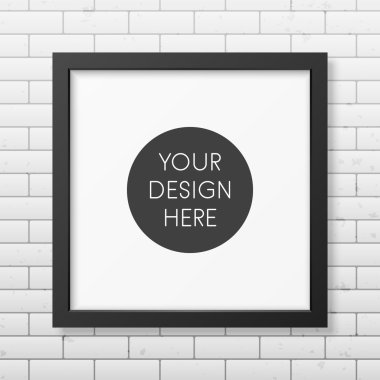 Tuğla duvar arka plan üzerinde gerçekçi kare siyah çerçeve