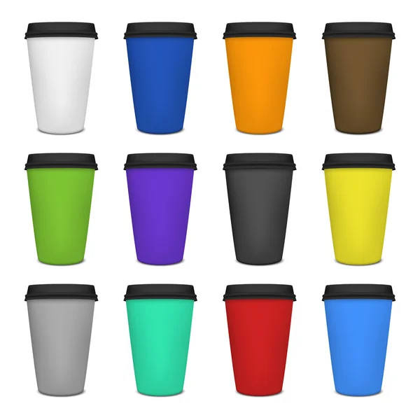 紙のコーヒー カップ セット — ストックベクタ