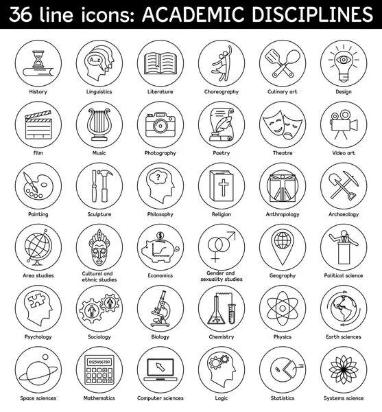 Serie di discipline accademiche icone — Vettoriale Stock