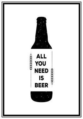 Tipografik arka plan alıntı. Vintage bira amblemi, etiket, tasarım öğesi. Tipografi illüstrasyon.  