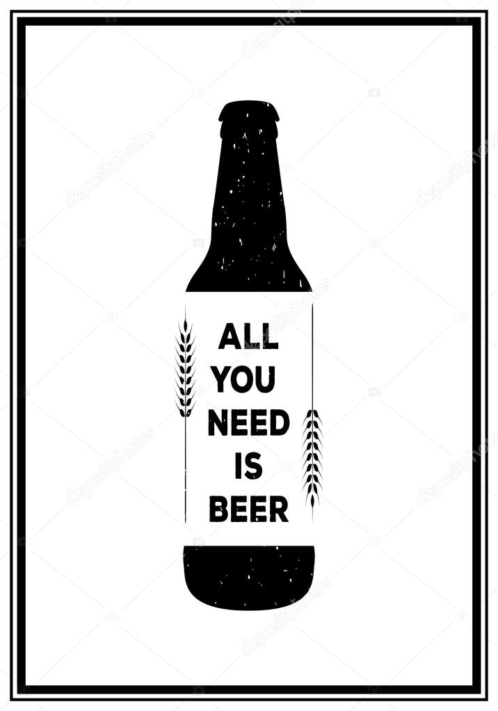 Quote Typographical Background. Vintage beer emblem, label, design element. Typography illustration.  