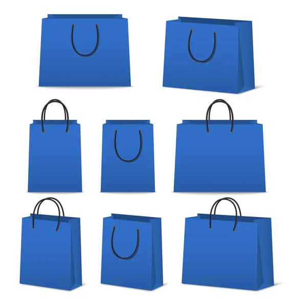 Blank paper shopping bags set isolated on white — Stock Vector