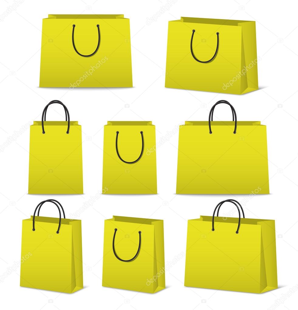 Blank paper shopping bags set isolated on white