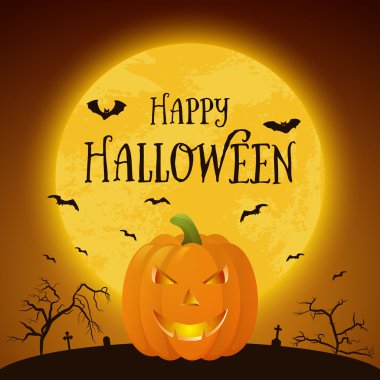 Happy Halloween pumkin. Vector background.
