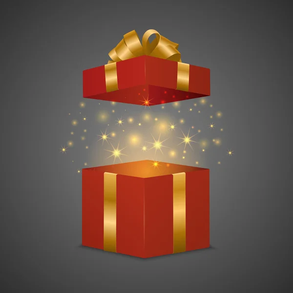 Gift box with a magic effect — Stock Vector