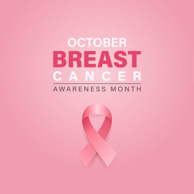 Ekim Kanser Farkındalığı Posteri ve Pembe Kurdele, Vektör İllüstrasyonu. Kadın Kampanya Bayrağı, Önleme için Flyer Şablonu, Tarama. Göğüs Kanseri Farkındalığı Arkaplanı, Farkındalık Ayı.