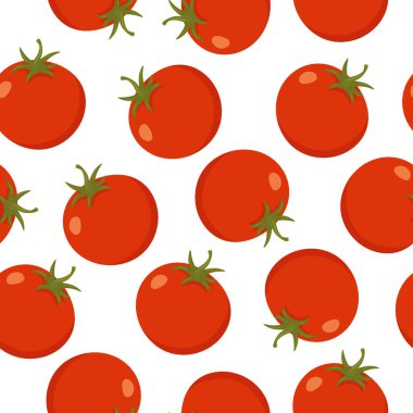 Tomato Seamless Pattern, Vector Illustration. Red Vector Background with Ripe Tomatoes. Repeat Tile for Kitchen Design, Tomato Wallpaper, Textile, Packaging, Wrapping Paper, Fabric.