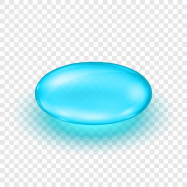 Vektör 3d Gerçekçi Mavi İlaç Kapsülü, izole edildi. Gerçekçi Softgel İksir Simgesi. Eczane için Parlak İlaç Oval Hap, Sağlık Hizmetleri Konsepti. Ağrı kesici, Vitamin, İlaç, Tıbbi Tasarım Şablonu.