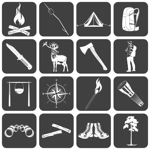 Camping pictogrammen — Stockvector