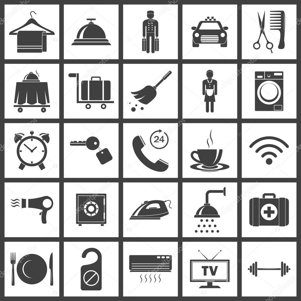 Hotel icons set