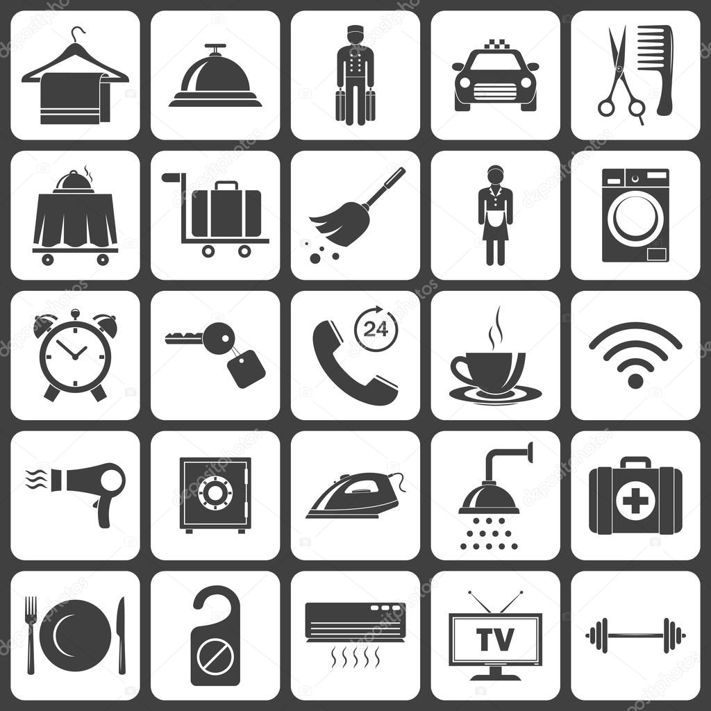 Hotel icons set