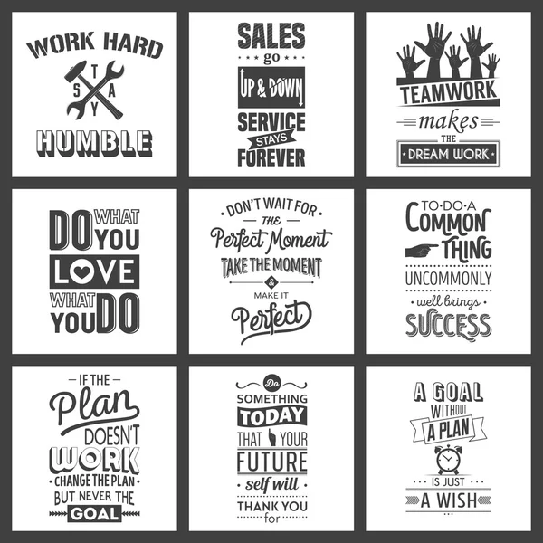 Set of vintage business motivation typographic quotes. — Διανυσματικό Αρχείο