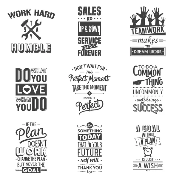 Set of vintage business motivation typographic quotes. — Διανυσματικό Αρχείο