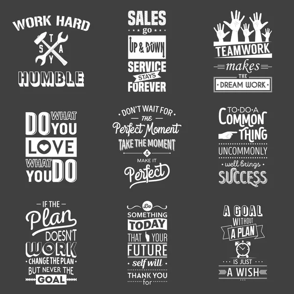 Set of vintage business motivation typographic quotes. — Διανυσματικό Αρχείο