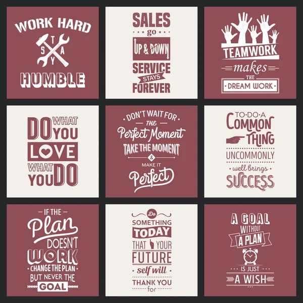 Set of vintage business motivation typographic quotes. — Stock Vector