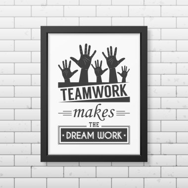 Tipografik arka planda tuğla duvar arka plan üzerinde gerçekçi kare siyah çerçeve alıntı