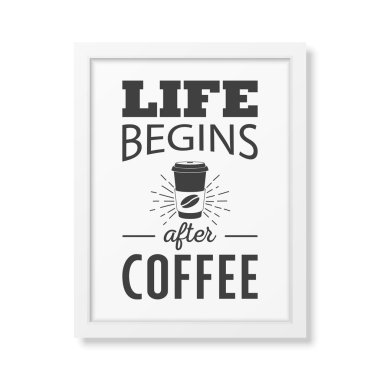 Gerçekçi bir şekilde beyaz çerçeve içinde tipografik arka plan alıntı