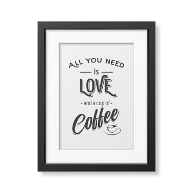 Tipografik arka planda gerçekçi kare siyah çerçeve alıntı