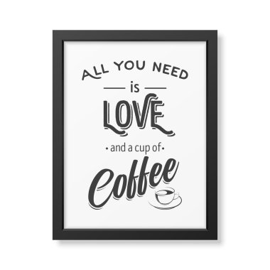 Tipografik arka planda gerçekçi kare siyah çerçeve alıntı