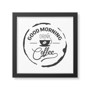 Tipografik arka planda gerçekçi kare siyah çerçeve alıntı