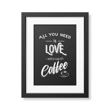 Tipografik arka planda gerçekçi kare siyah çerçeve alıntı